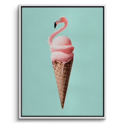 Flamingo Ice Cream Cone - Canvas