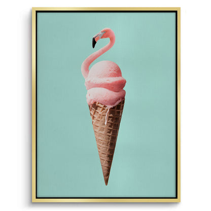 Flamingo Ice Cream Cone - Canvas