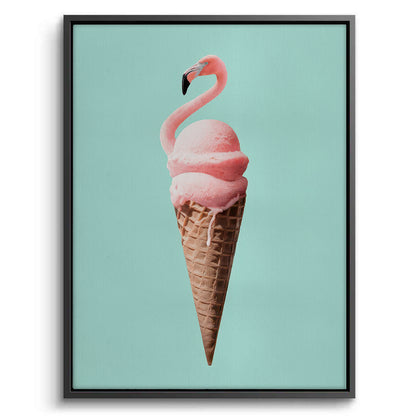 Flamingo Ice Cream Cone - Canvas