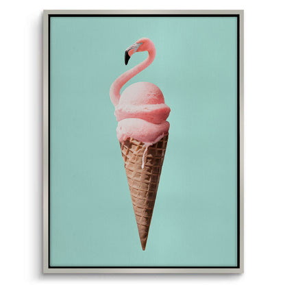Flamingo Ice Cream Cone - Canvas