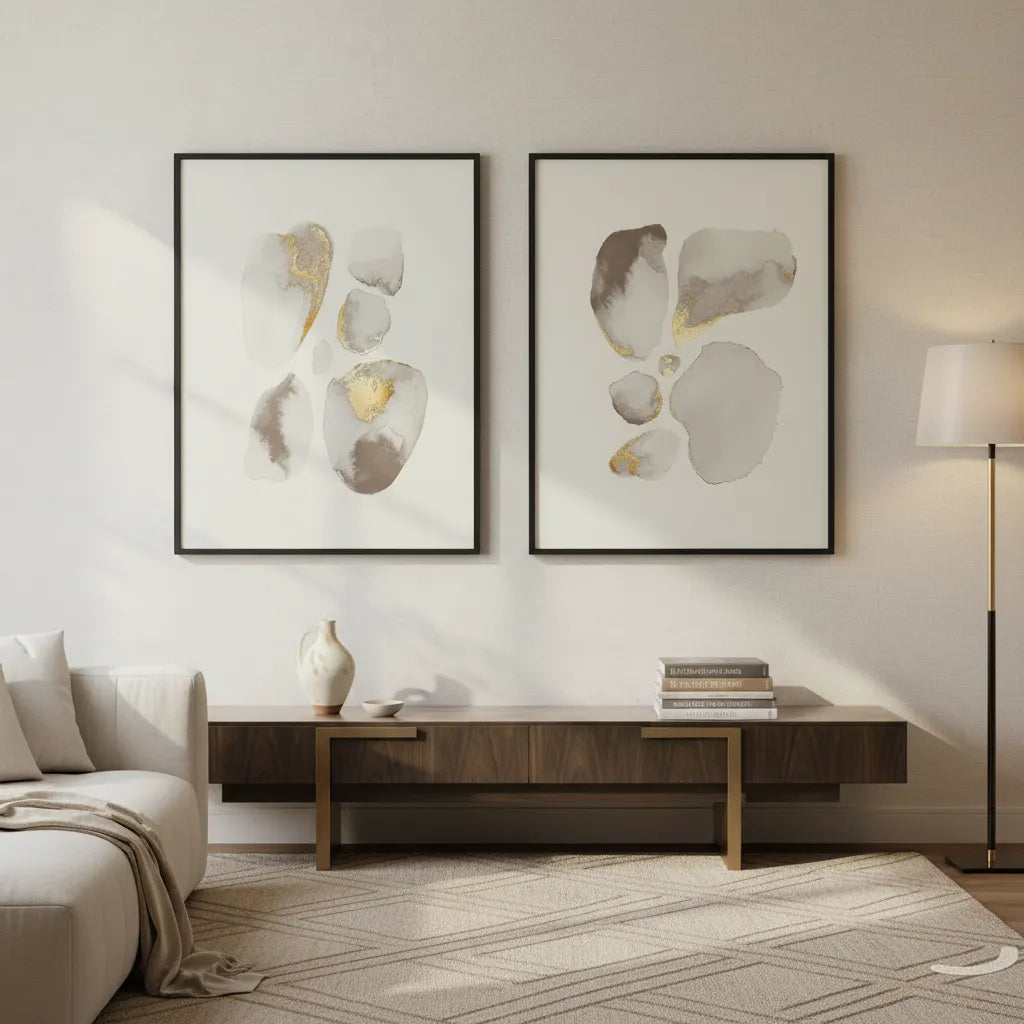 Geometric Earth Tones Set of 2 - Fine Art - Jasmineart.ae