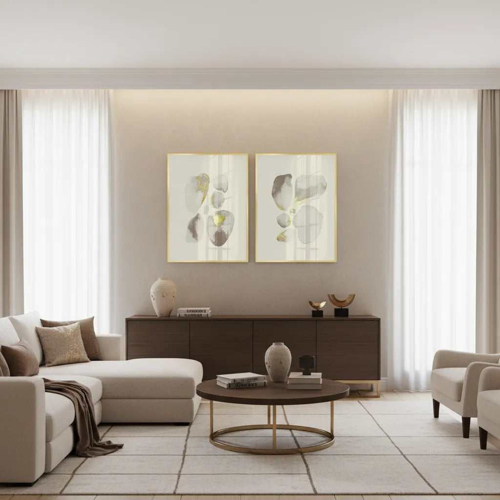 2Geometric Earth Tones Set of 2 - Fine Art