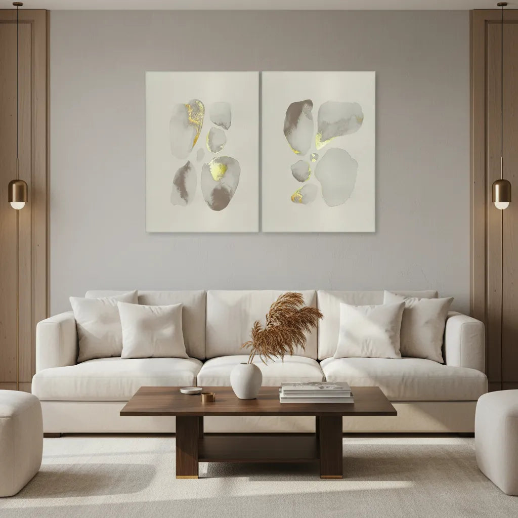 Geometric Earth Tones Set of 2 - Canvas - Jasmineart.ae