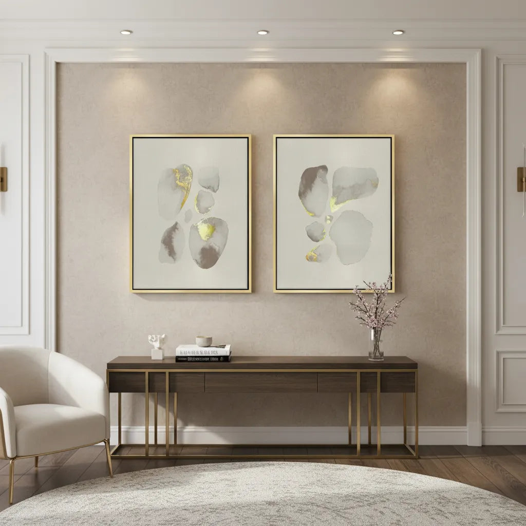 Geometric Earth Tones Set of 2 - Canvas - Jasmineart.ae