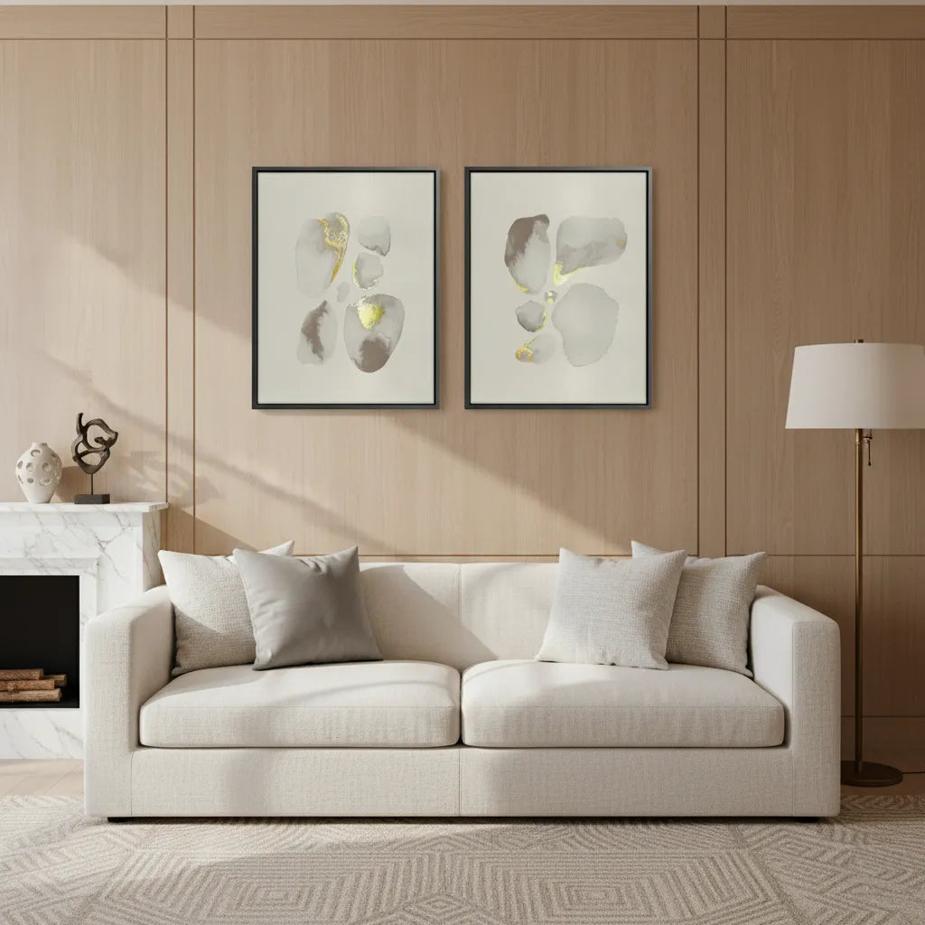 Geometric Earth Tones Set of 2 - Canvas - Jasmineart.ae