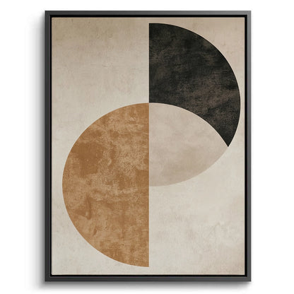 Large-scale Geometric Eclipse canvas painting featuring metallic textures and overlapping circles. Sophisticated modern gallery wall art, buy online with fast shipping in the United Arab Emirates