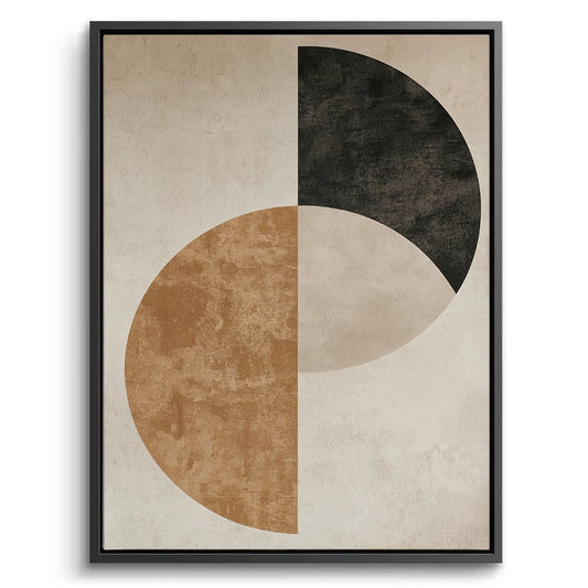 Large-scale Geometric Eclipse canvas painting featuring metallic textures and overlapping circles. Sophisticated modern gallery wall art, buy online with fast shipping in the United Arab Emirates