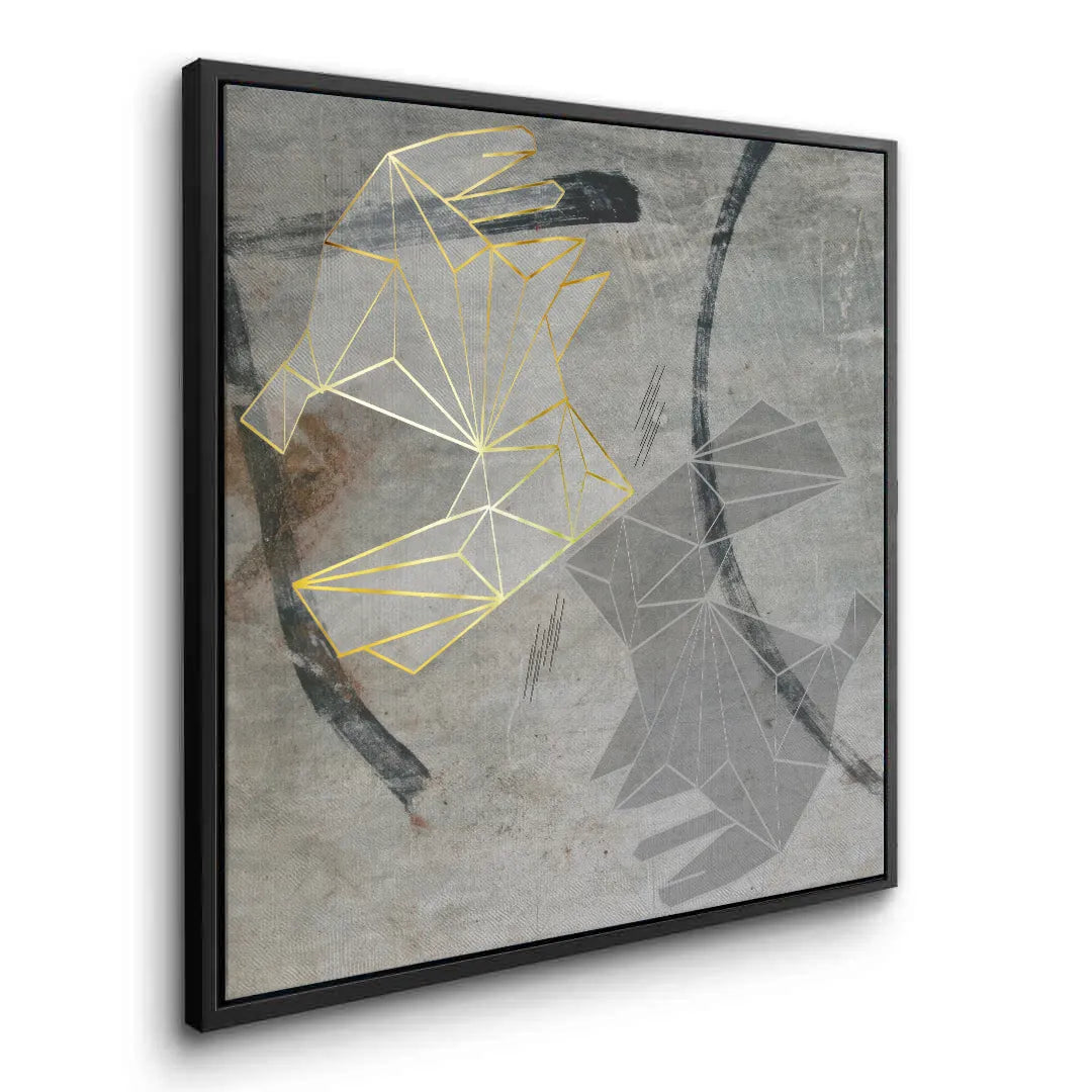 2Geometric Gold Rabbit - Canvas