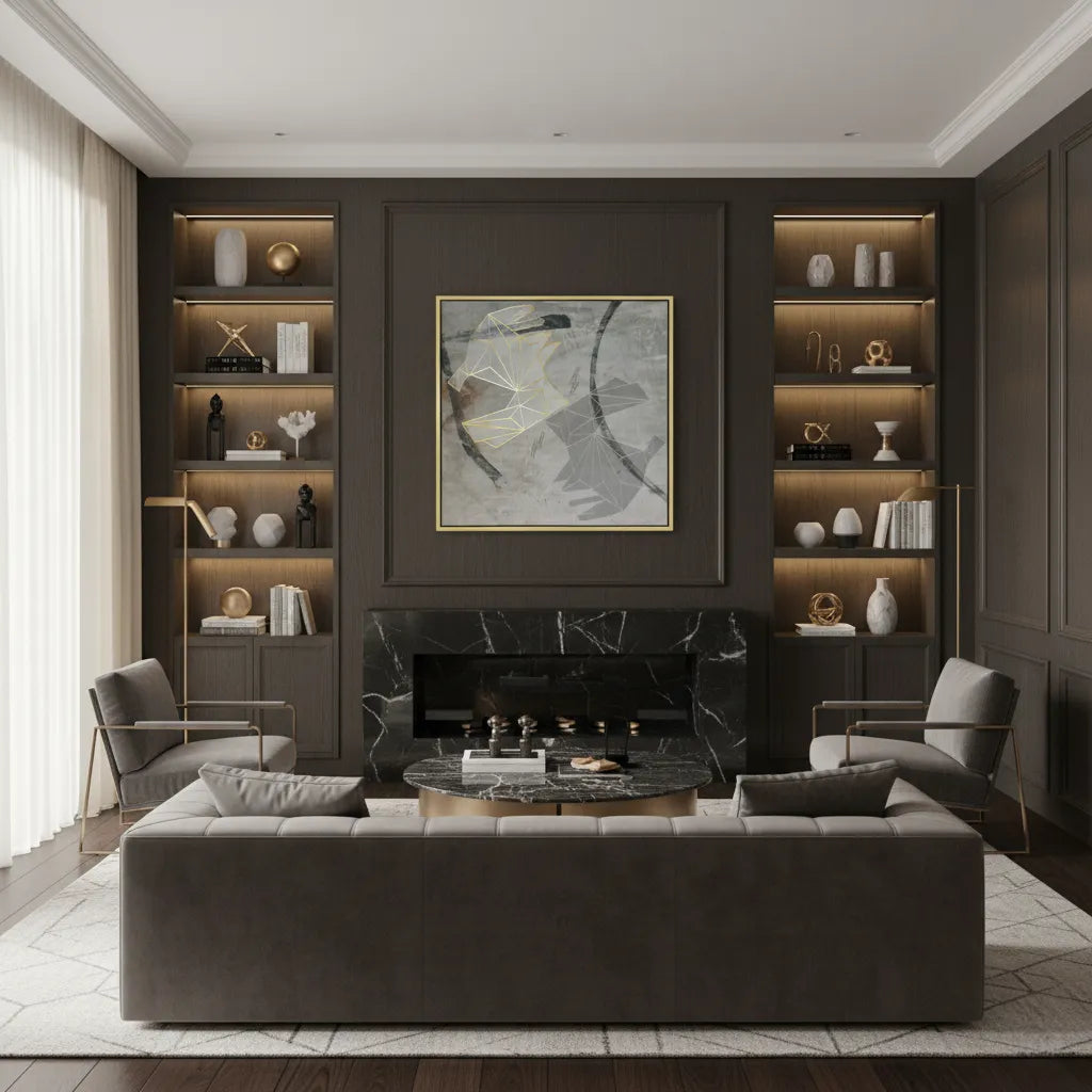 2Geometric Gold Rabbit - Canvas