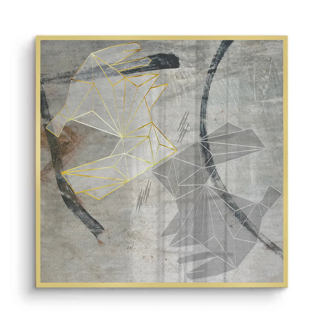 Geometric Gold Rabbit - Fine Art - Jasmineart.ae