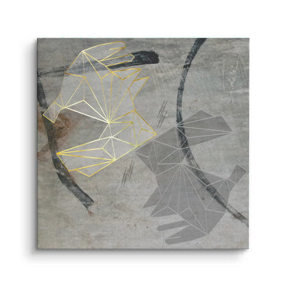 Geometric Gold Rabbit - Canvas