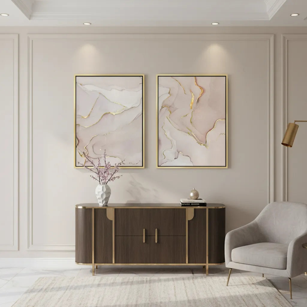 Gilded Blush Set of 2 - Canvas - Jasmineart.ae