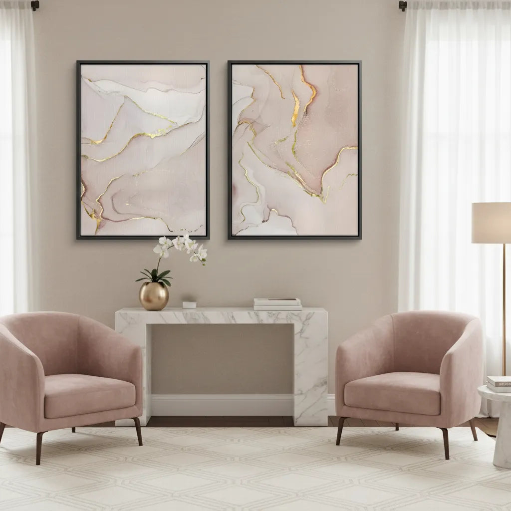 Gilded Blush Set of 2 - Canvas - Jasmineart.ae