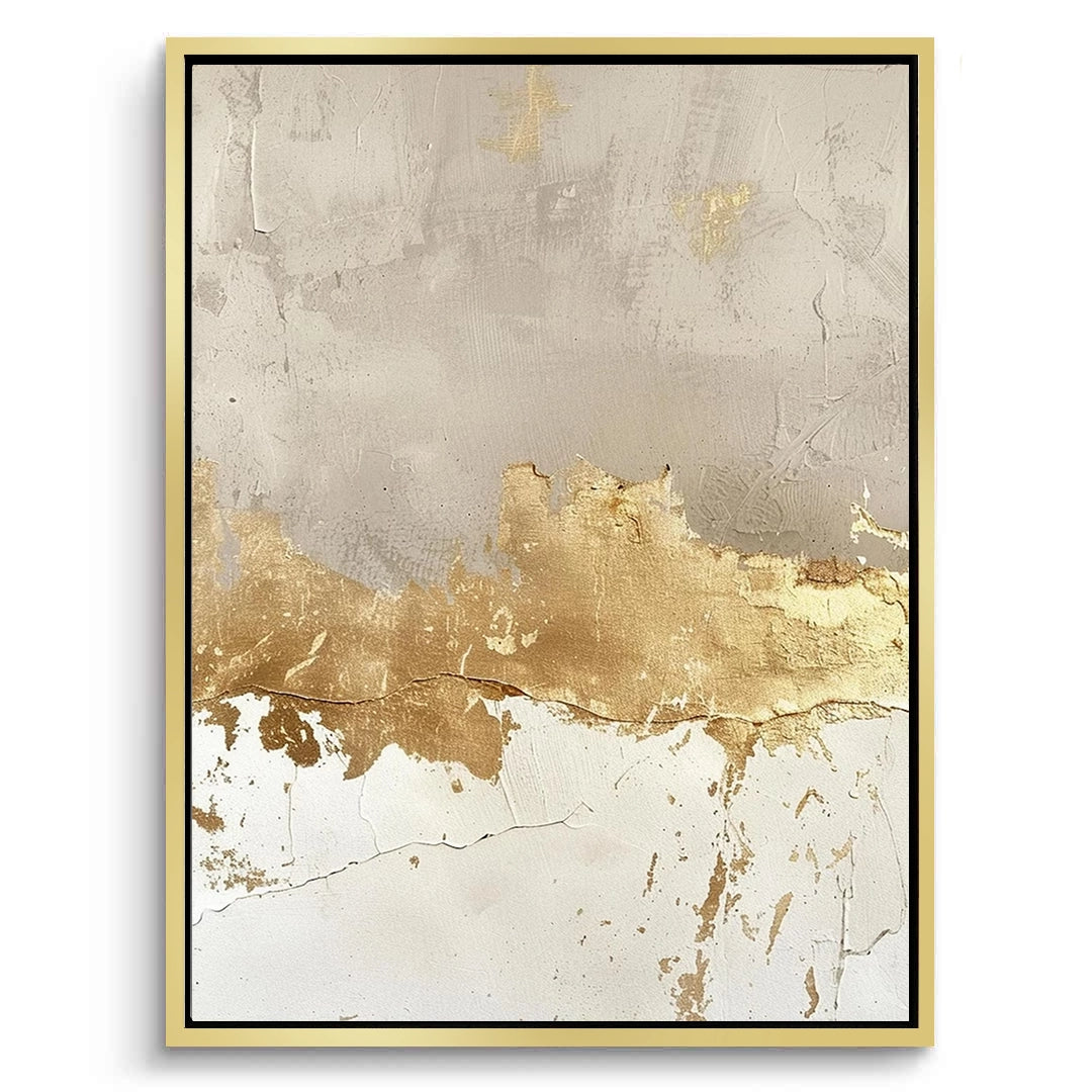 Large 'Gilded Earth' 3D plaster art featuring heavy hand-sculpted mineral textures and hand-applied 24k gold leaf accents, a majestic focal point for a luxury Dubai villa.