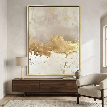 Matte-finish 'Gilded Earth' ceramic vase with a rugged sandstone texture and metallic gold-dipped rim, a chic accessory for a modern Dubai penthouse.
