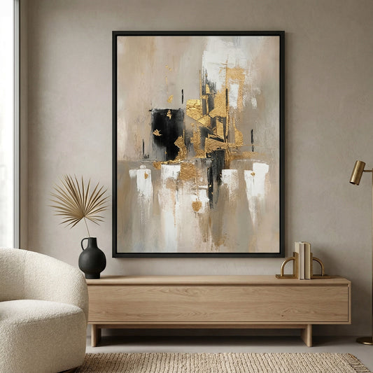 Gilded Noir elegant abstract wall art, premium design for Dubai and Abu Dhabi interiors