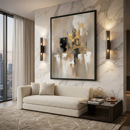 Gilded Noir modern minimalist luxury art for high-end UAE apartments and villas