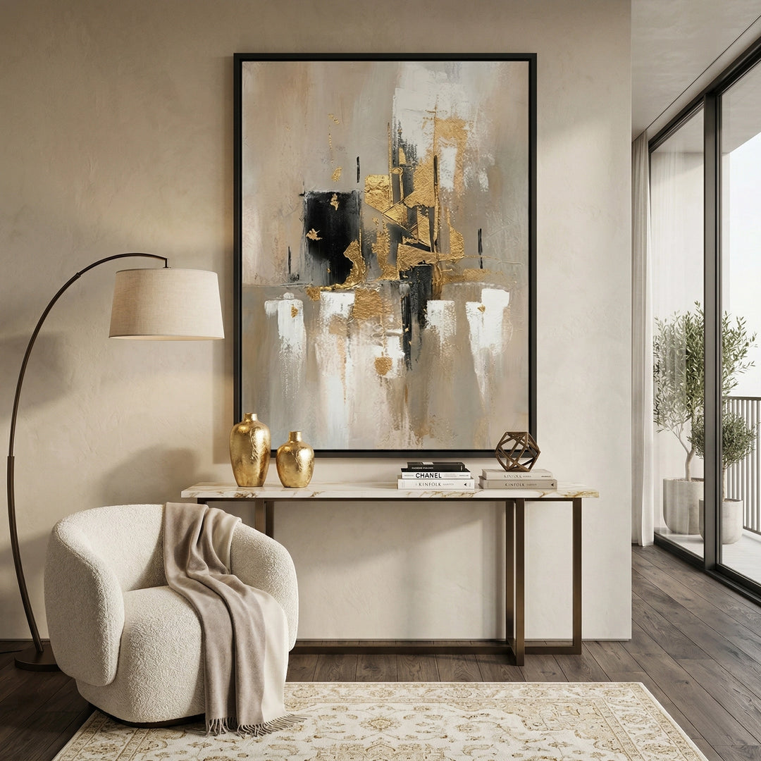 Gilded Noir sophisticated wall art, textured and elegant, ideal for UAE interiors