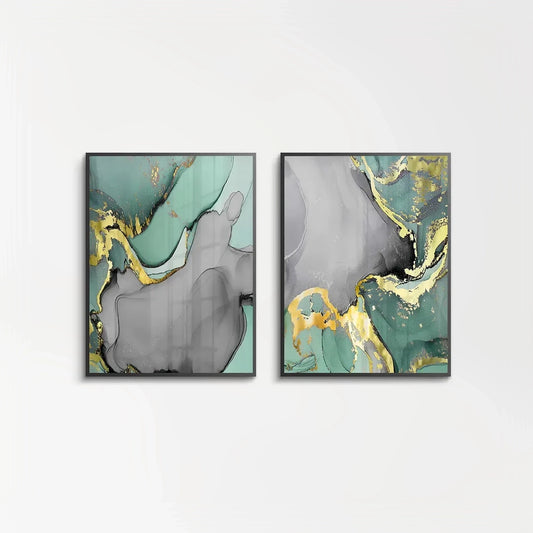Gilded Sage Set of 2 - Fine Art - Jasmineart.ae