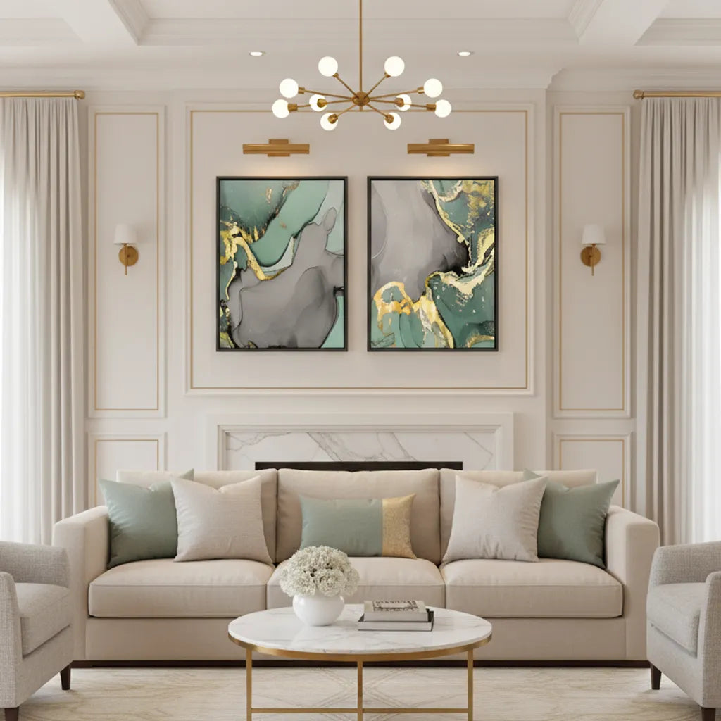 Gilded Sage Set of 2 - Canvas - Jasmineart.ae