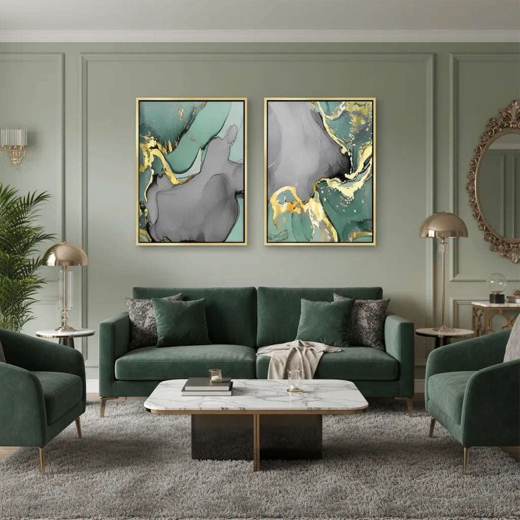 Gilded Sage Set of 2 - Canvas - Jasmineart.ae