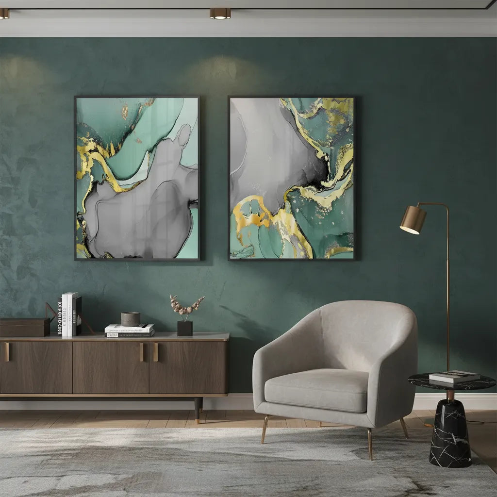 Gilded Sage Set of 2 - Fine Art - Jasmineart.ae