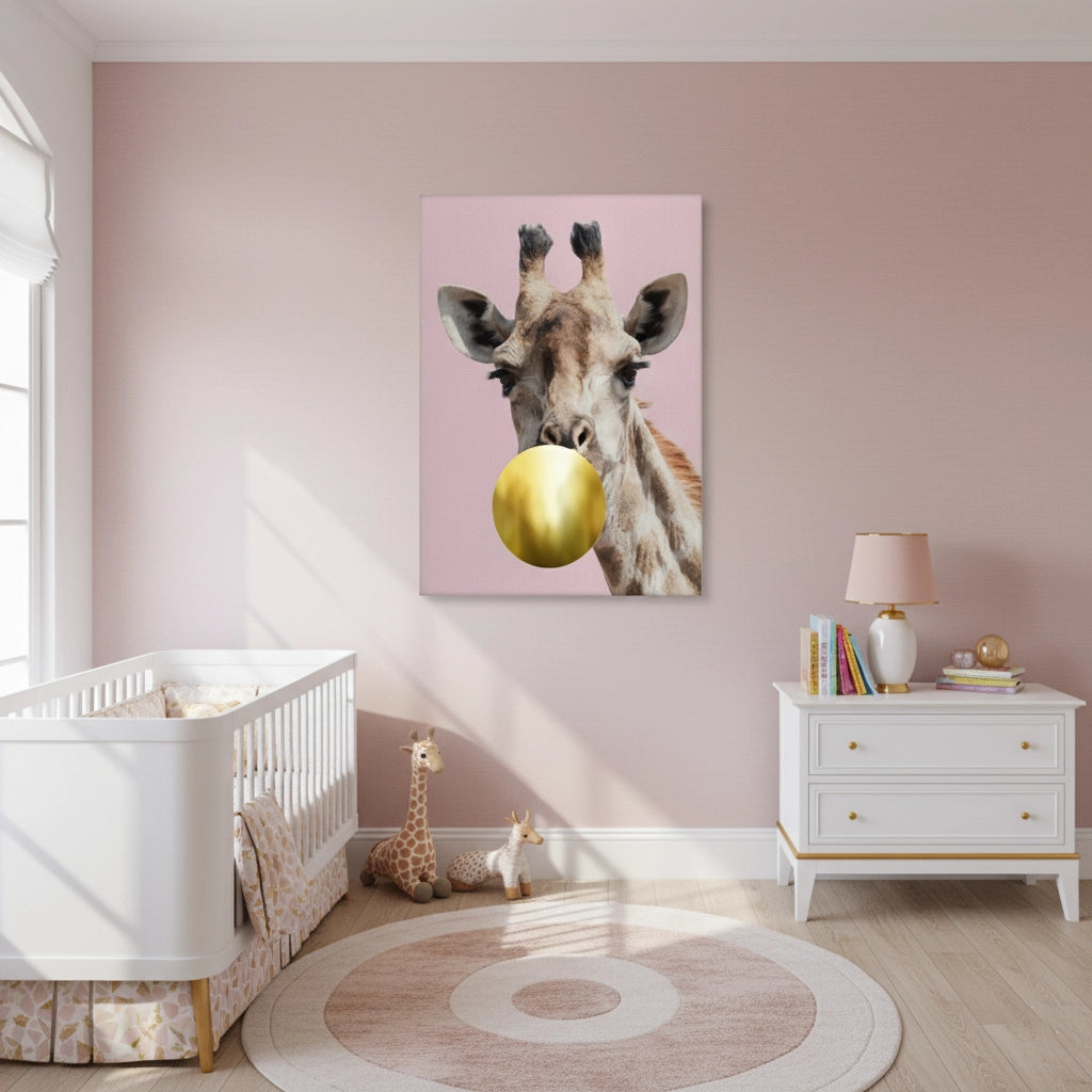 Giraffe Bubble Gum - Canvas - Jasmineart.ae