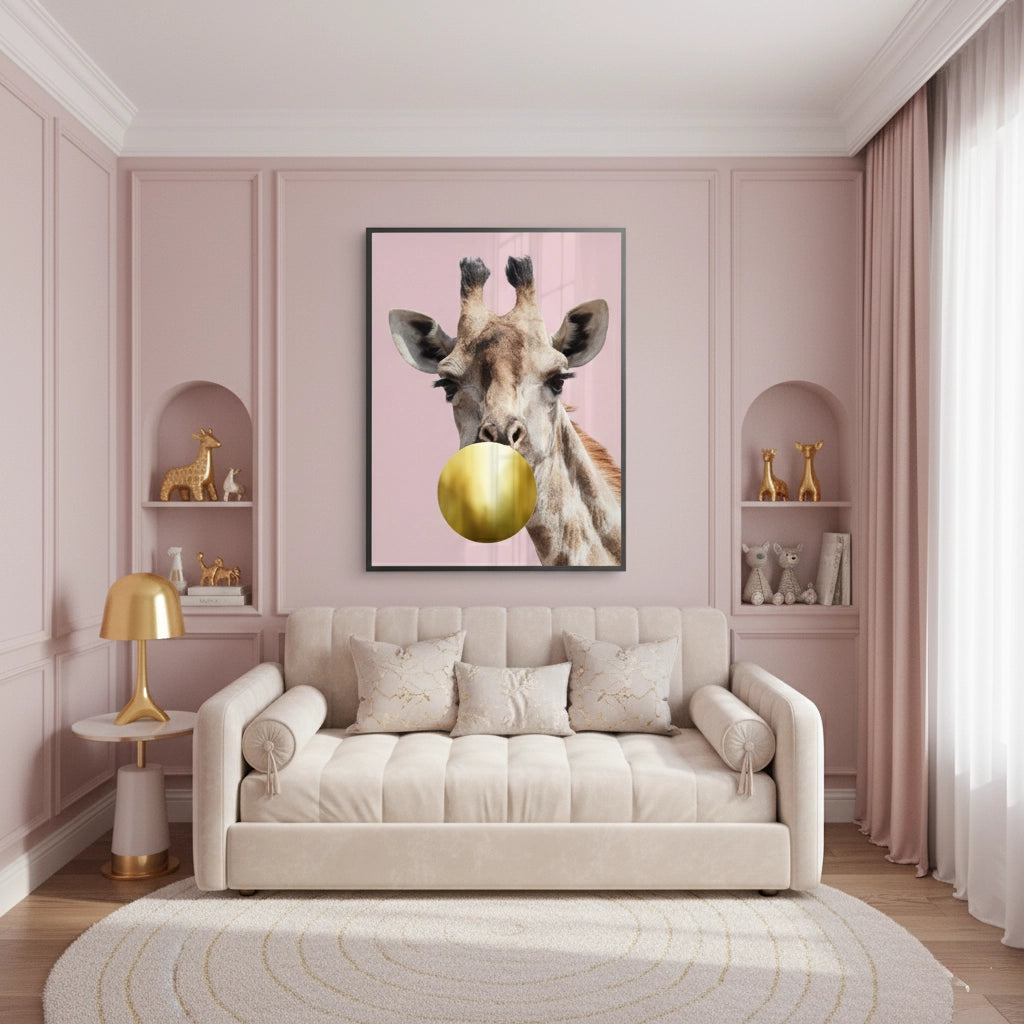Giraffe Bubble Gum - Fine Art - Jasmineart.ae