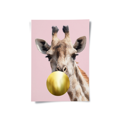 Giraffe Bubble Gum - Poster