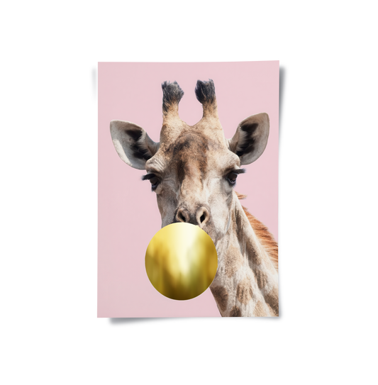 Giraffe Bubble Gum - Poster