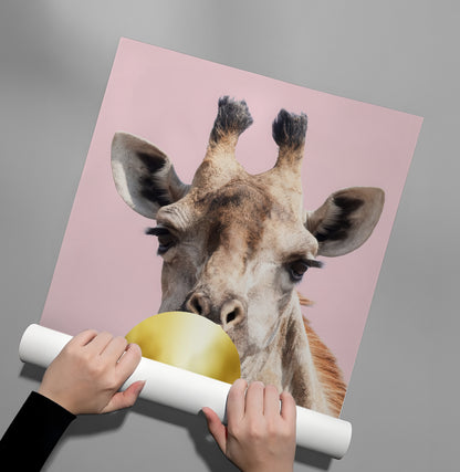 Giraffe Bubble Gum - Poster