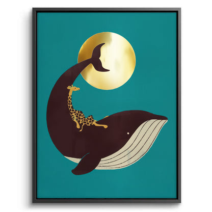 Giraffe Riding Whale - Canvas