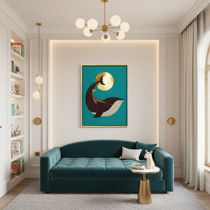 Giraffe Riding Whale - Canvas