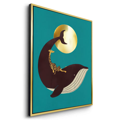 Giraffe Riding Whale - Canvas