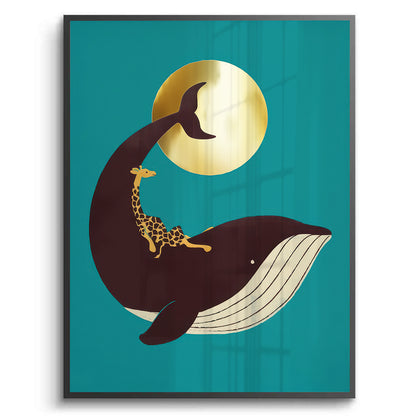 Giraffe Riding Whale - Fine Art