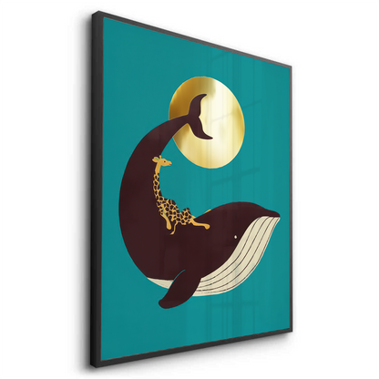 Giraffe Riding Whale - Fine Art