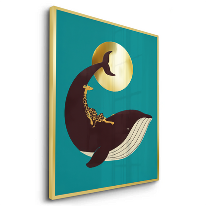 Giraffe Riding Whale - Fine Art