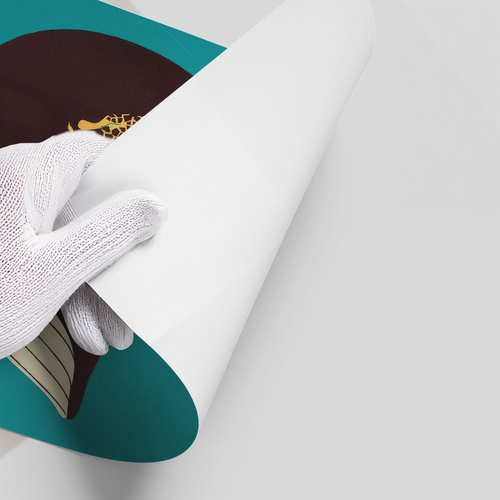 Giraffe Riding Whale - Poster