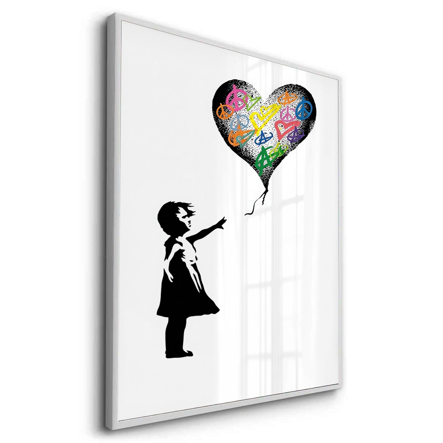 2Girl Reaching for Peace Heart Balloon - Fine Art