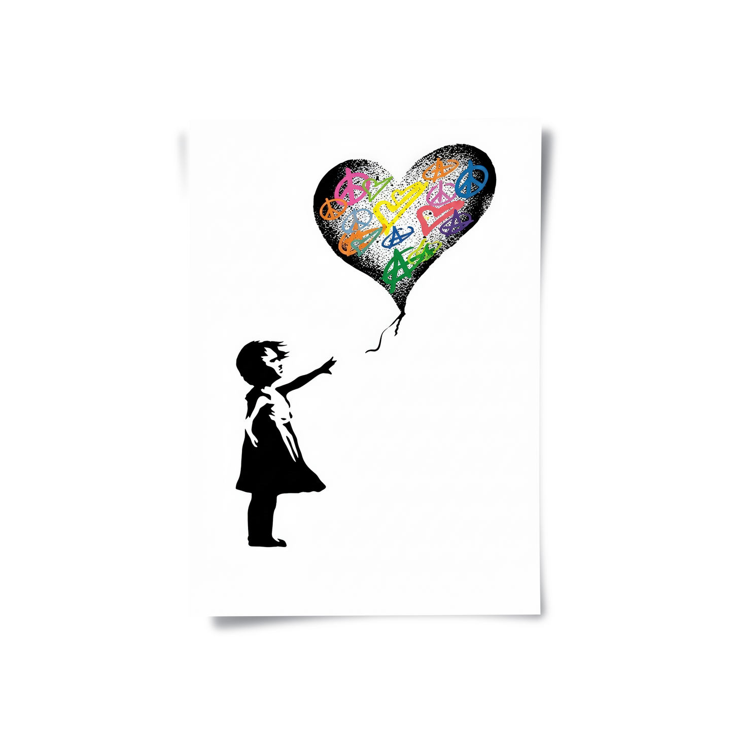 2Girl Reaching for Peace Heart Balloon - Poster