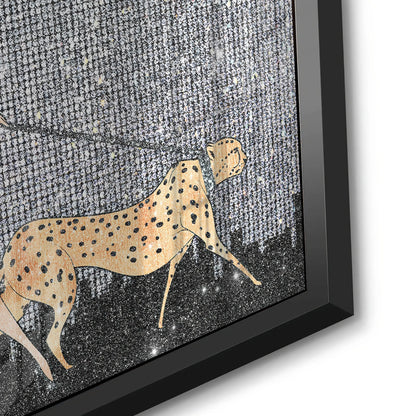 Close-up of black frame on cheetah luxury acrylic print