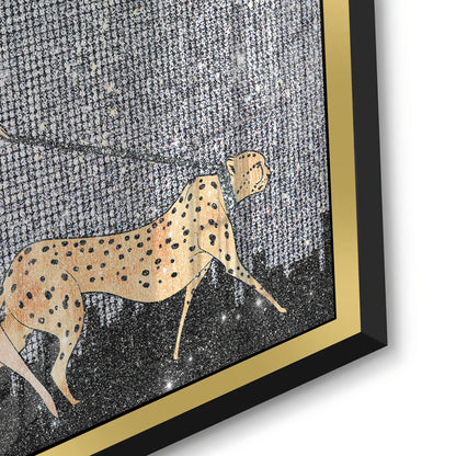 Close-up of gold frame profile on cheetah luxury acrylic print
