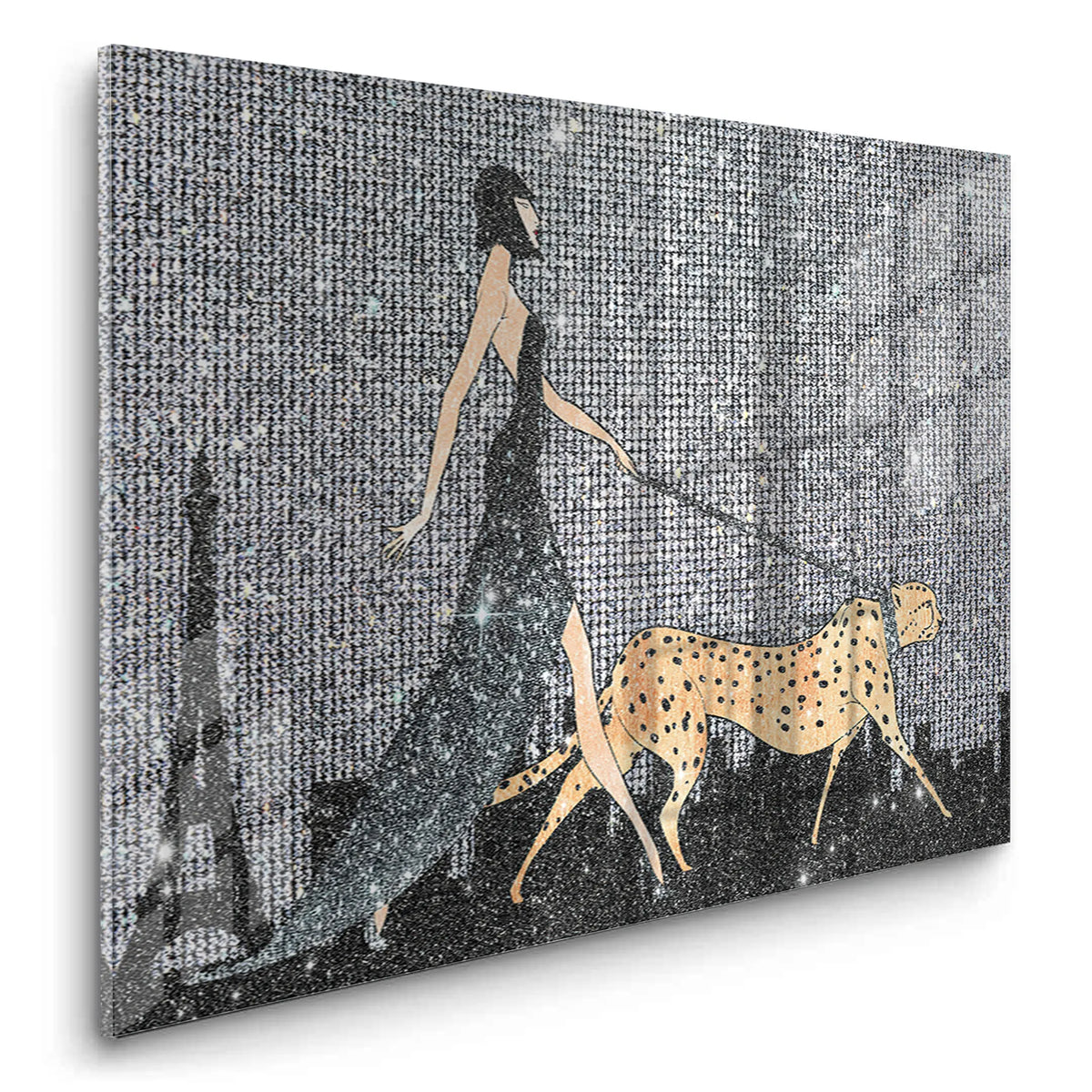 Glittery Paris Walk - Acrylic - Jasmineart.ae