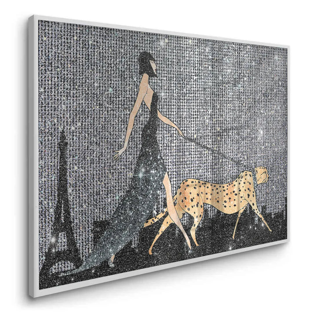 2White framed fine art print fashion artwork Eiffel Tower silhouette