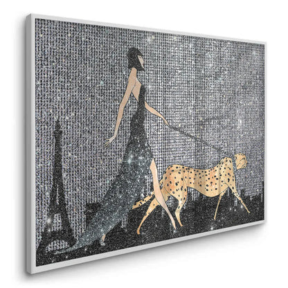 White framed fine art print fashion artwork Eiffel Tower silhouette