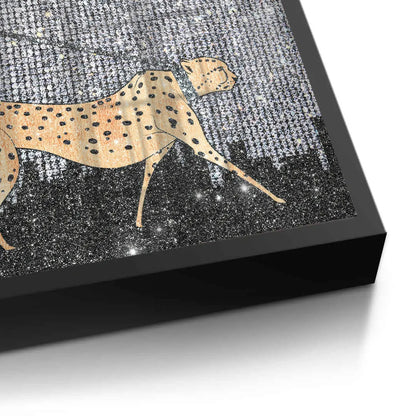 Close-up of black frame profile on woman cheetah fine art print