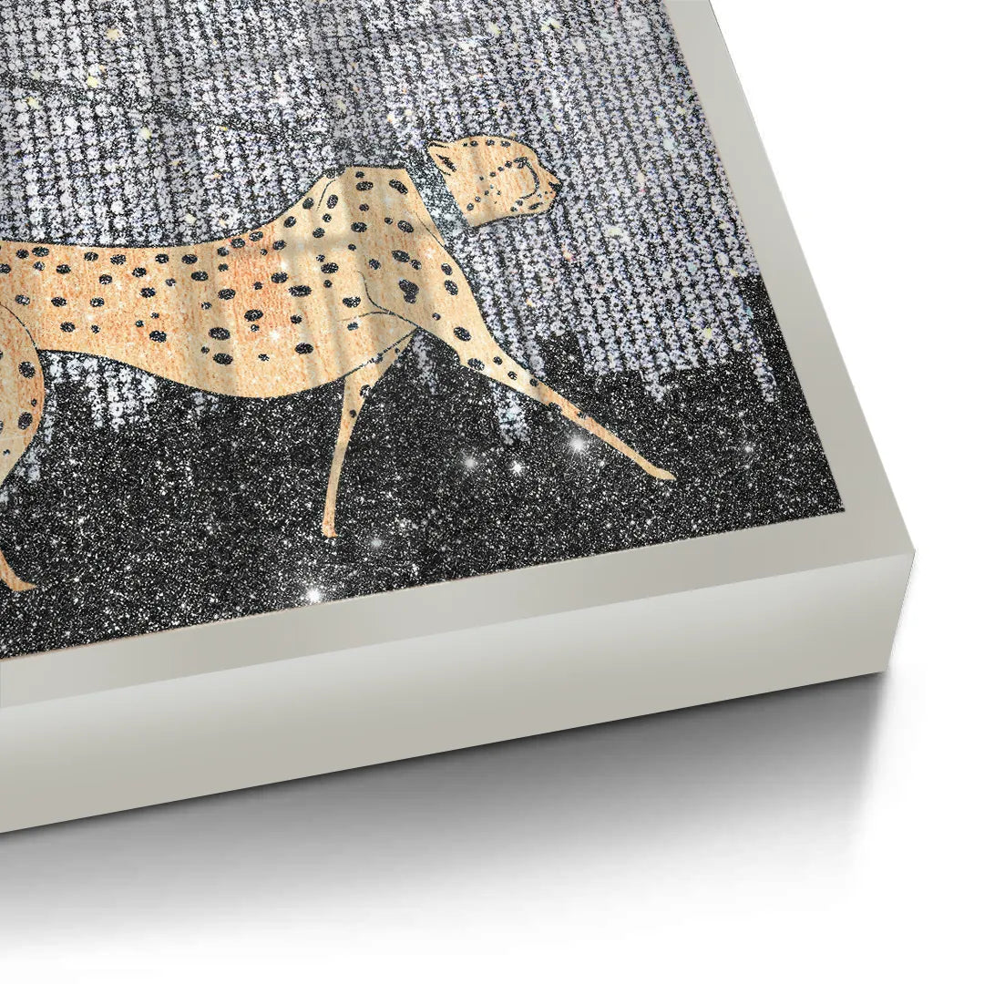 2Close-up of white frame profile on cheetah luxury fine art print