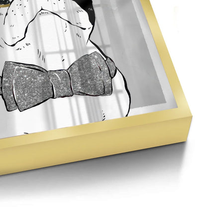 Close-up of gold frame profile on Frenchie fine art print