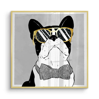 Gold framed French Bulldog fine art print