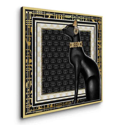 Gold framed Black Cat canvas art black and gold aesthetic